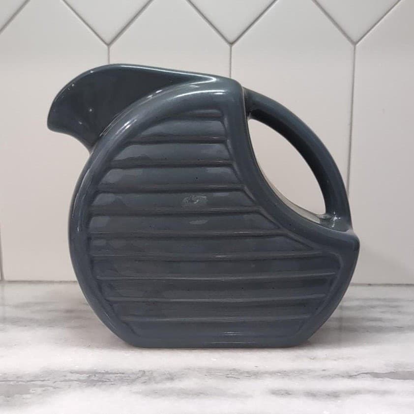 Feltman Langer Dusty Gray Disc Pitcher, Vintage Glazed Ceramic, Home Accessory - Thumbnail 4
