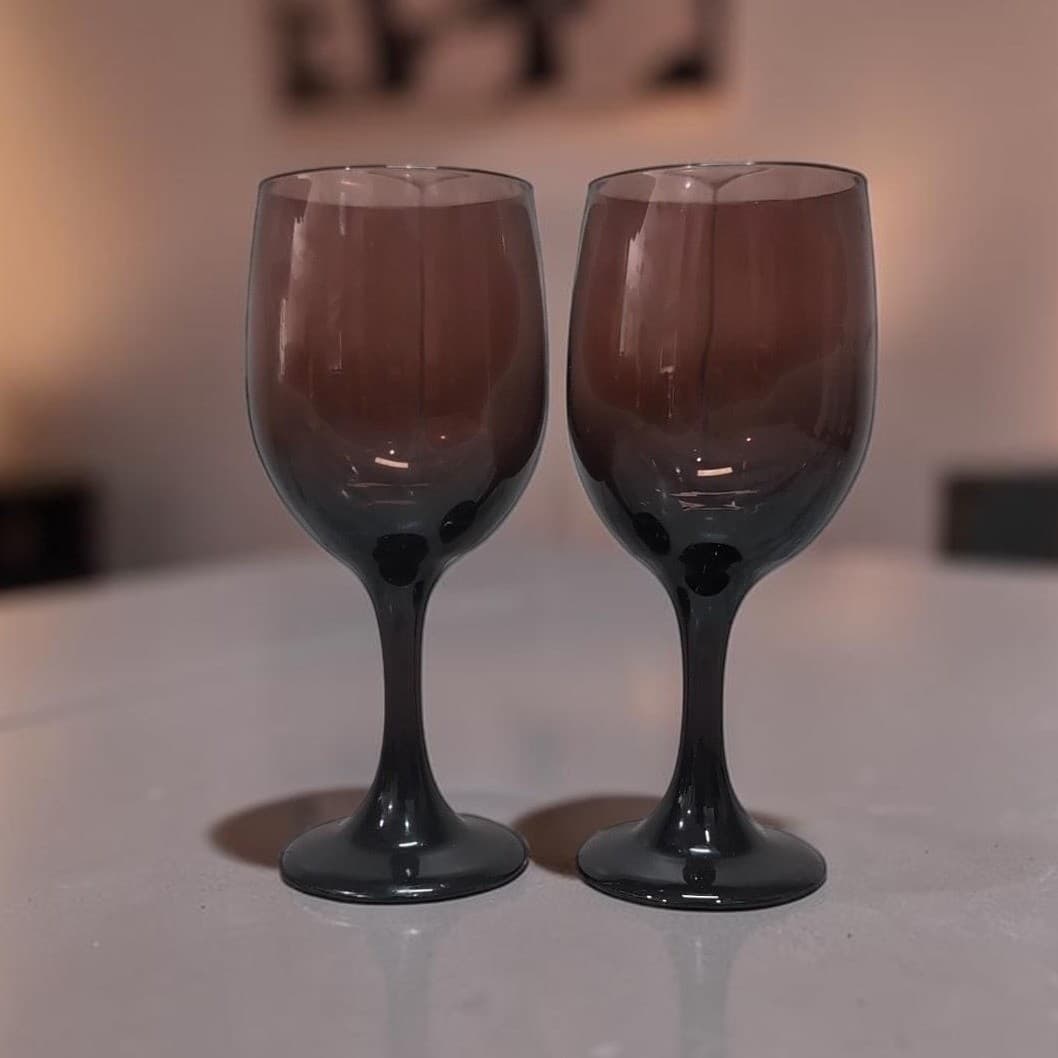 Libbey Premiere Amethyst Wine Glasses, Set of 2, Vintage Purple 10oz Stemware