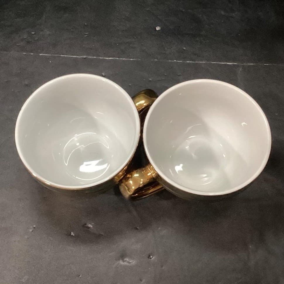 Luxe Habitat Gold Mirror Coffee Cups, Set of 2, Vintage Inspired Mugs, Drinkware - Thumbnail 6