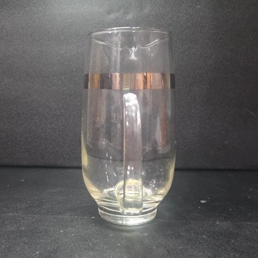 Libbey Platinum Band Pint Pitcher, Blown Glass Jug, Mid Century Modern Barware - Thumbnail 10