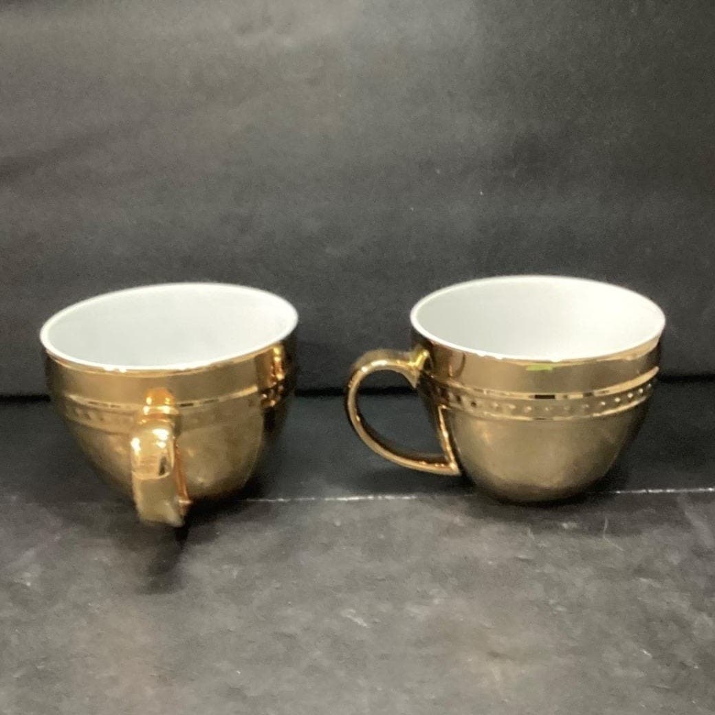 Luxe Habitat Gold Mirror Coffee Cups, Set of 2, Vintage Inspired Mugs, Drinkware - Thumbnail 4