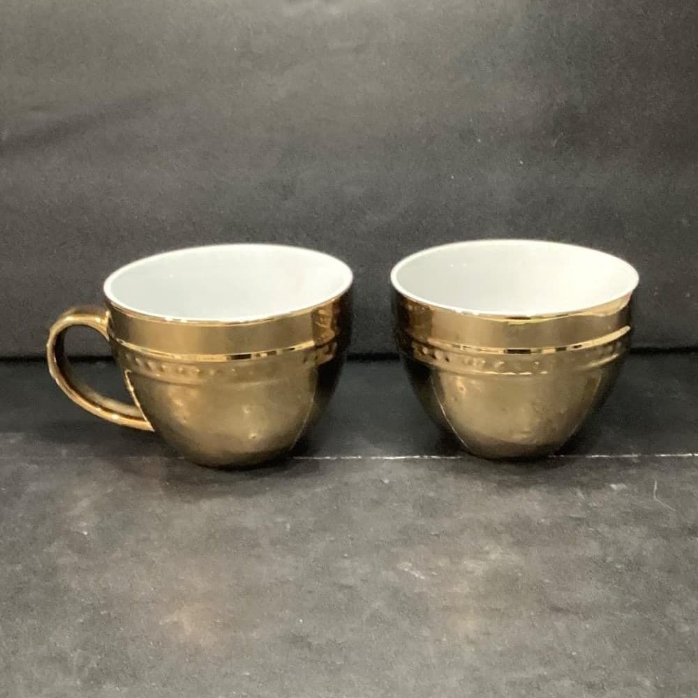 Luxe Habitat Gold Mirror Coffee Cups, Set of 2, Vintage Inspired Mugs, Drinkware - Thumbnail 3