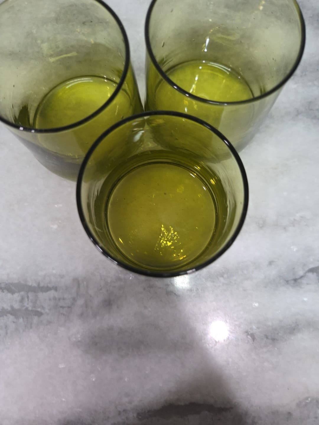 Upcycled Glass Tumblers, Set of 3 Handmade Drinking Glasses, Green Juice Glasses - Thumbnail 6