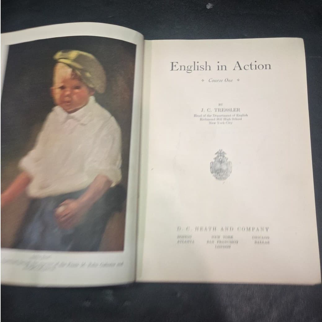 English in Action Course One J.C. Tressler 1930 Vintage Hardcover Textbook Blue - Thumbnail 4