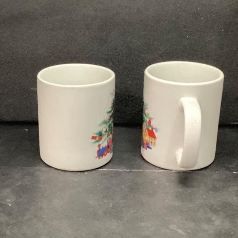 BIA Cordon Bleu White Christmas Tree Coffee Cups, Set of 2, Vtg Porcelain Mugs - Thumbnail 3