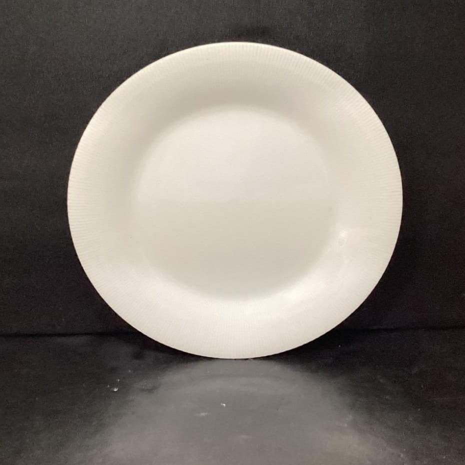 Ascot Japan White Porcelain Dinner Plate, Vintage Ribbed Fine China Dinnerware - Thumbnail 2