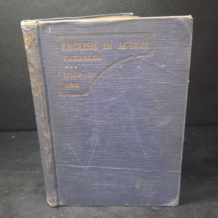 English in Action Course One J.C. Tressler 1930 Vintage Hardcover Textbook Blue - Thumbnail 2