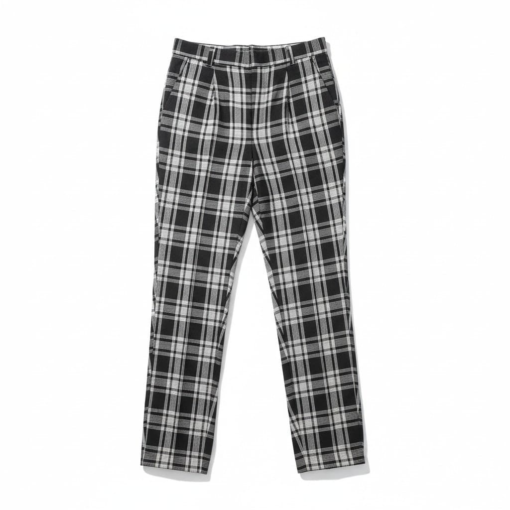 Collectible Gold Giorgio Sant'Angelo Black White Plaid Linen Blend Tapered Pants