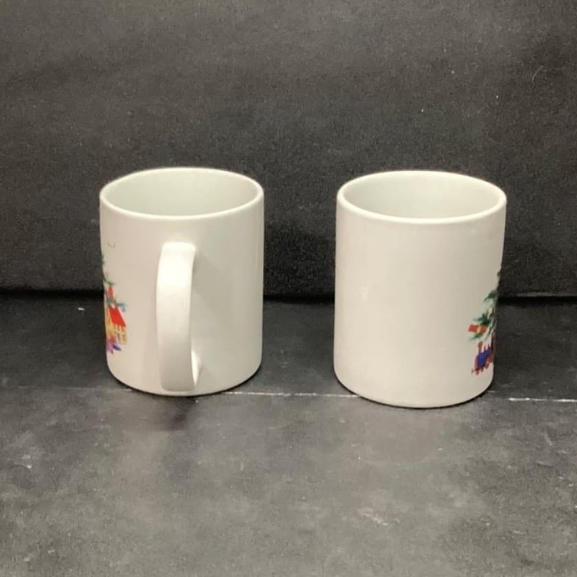 BIA Cordon Bleu White Christmas Tree Coffee Cups, Set of 2, Vtg Porcelain Mugs - Thumbnail 5