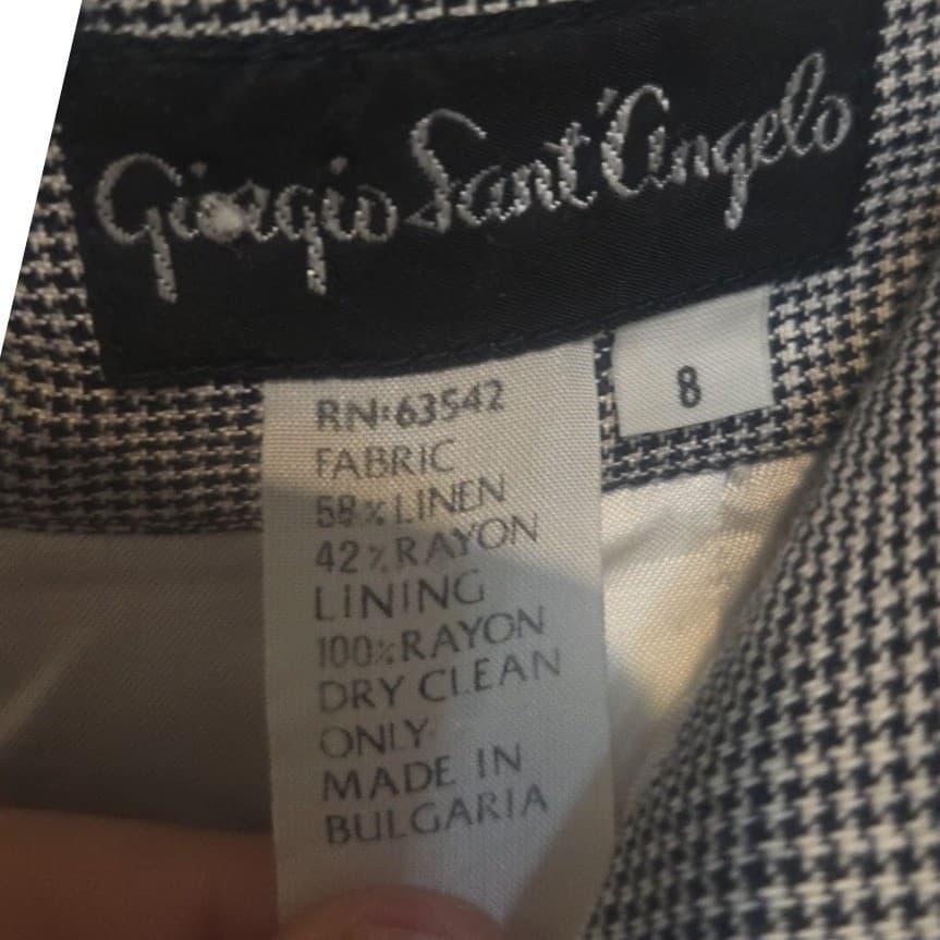 Giorgio Sant Angelo Houndstooth Black White Plaid Trousers, Woman's Size 8 Pants - Thumbnail 5