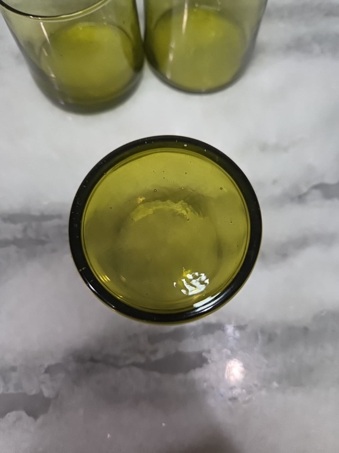 Upcycled Glass Tumblers, Set of 3 Handmade Drinking Glasses, Green Juice Glasses - Thumbnail 7