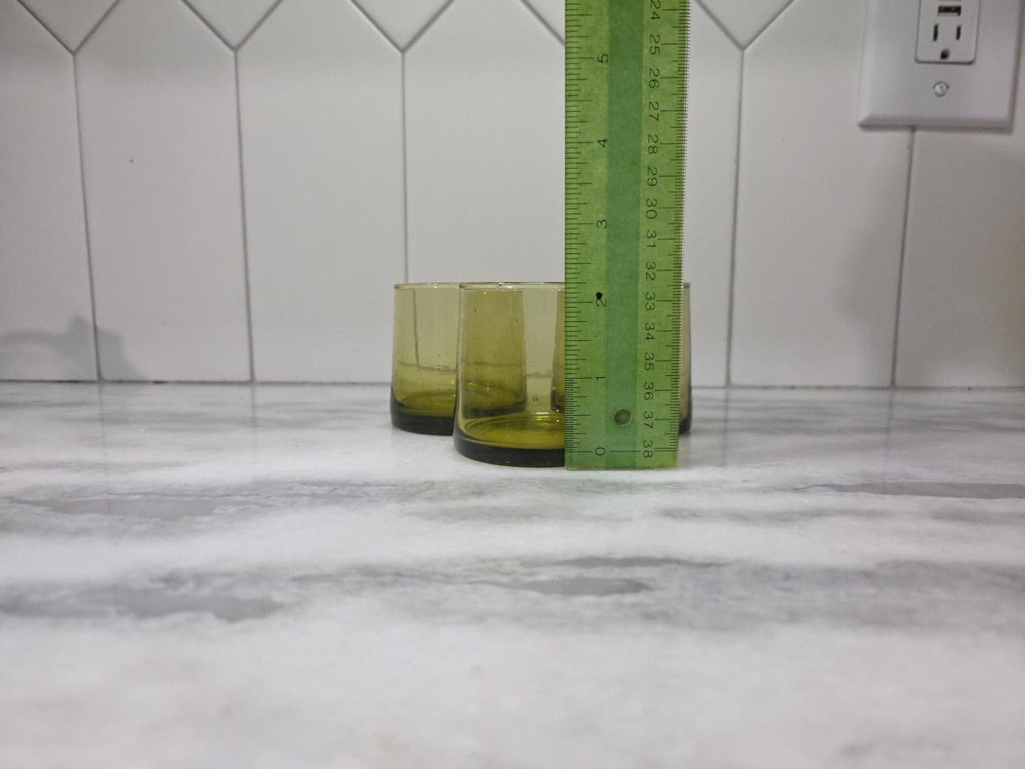 Upcycled Glass Tumblers, Set of 3 Handmade Drinking Glasses, Green Juice Glasses - Thumbnail 8