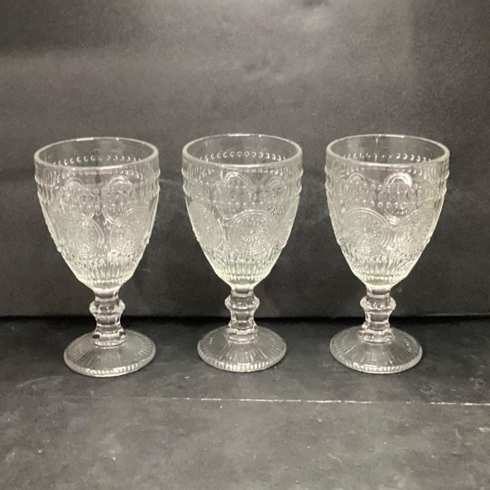 Target Bullseye Clear Wine Glasses, Set of 3, Vintage Inspired Goblets, Stemware - Thumbnail 9