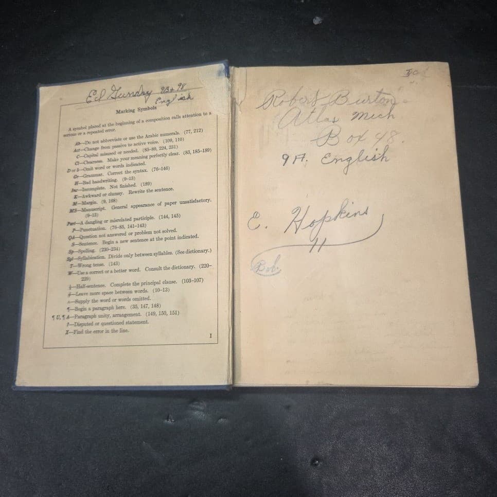 English in Action Course One J.C. Tressler 1930 Vintage Hardcover Textbook Blue - Thumbnail 3