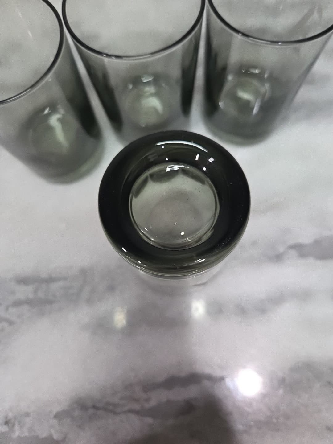 Smoky Grey Glass Juice Glasses, Small Glasses Set Of 4, Monogram "A" Glassware - Thumbnail 7