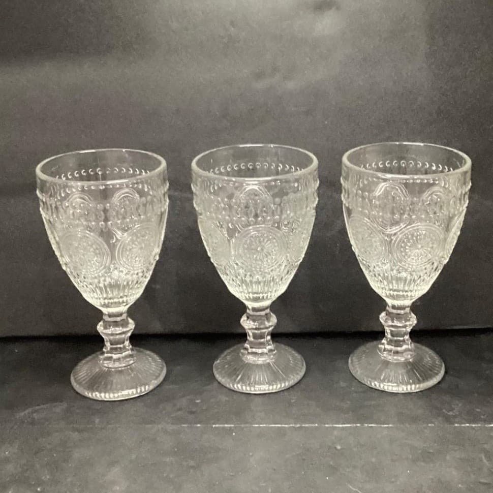 Target Bullseye Clear Wine Glasses, Set of 3, Vintage Inspired Goblets, Stemware - Thumbnail 8