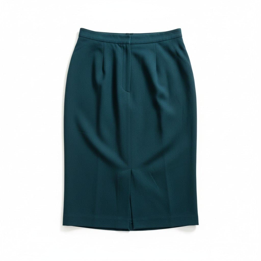 Dark Teal Vintage STyle High Waisted Pencil Skirt, Back Vent, Professional Midi