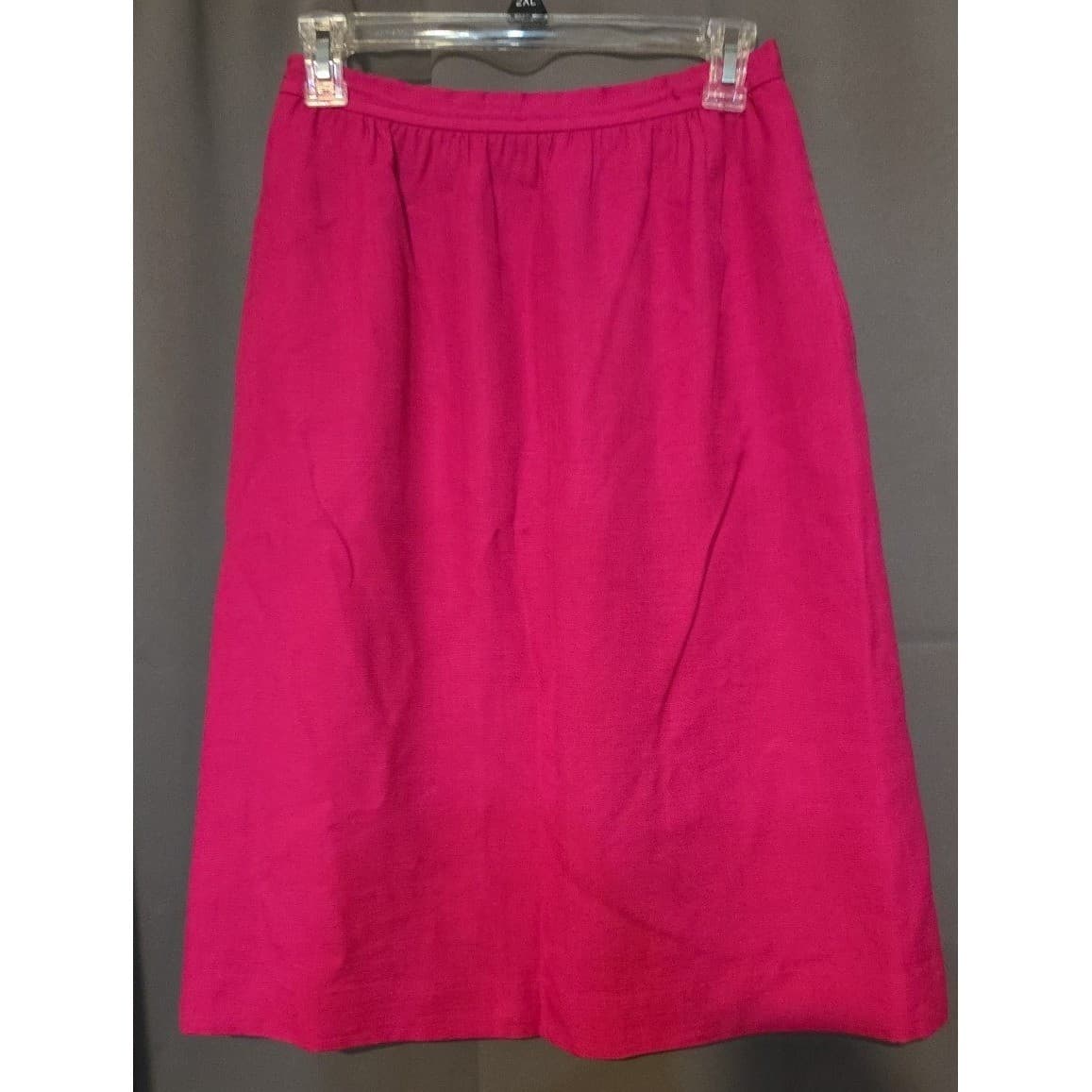 Evan-Picone Vintage Fuchsia Pink A-Line Midi Skirt, Woman's Size 8, Zip Up - Thumbnail 3
