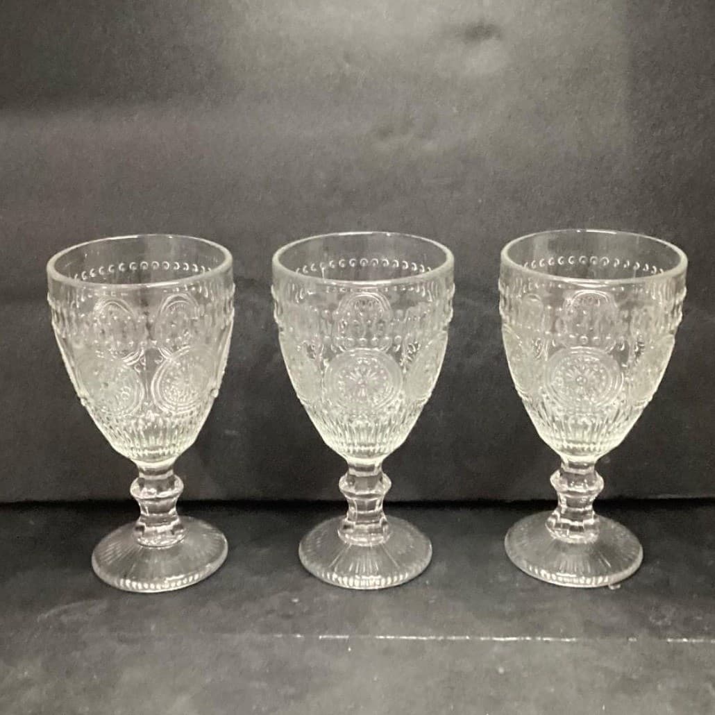 Target Bullseye Clear Wine Glasses, Set of 3, Vintage Inspired Goblets, Stemware - Thumbnail 7