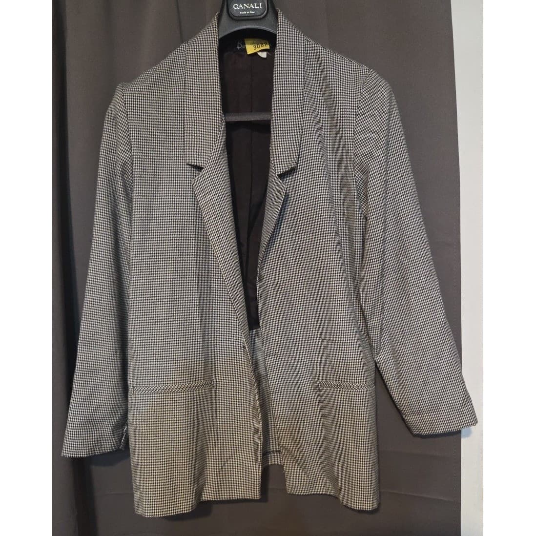 Barrie Stephens Vintage Houndstooth Black White Blazer, Woman's Size 8, USA - Thumbnail 3