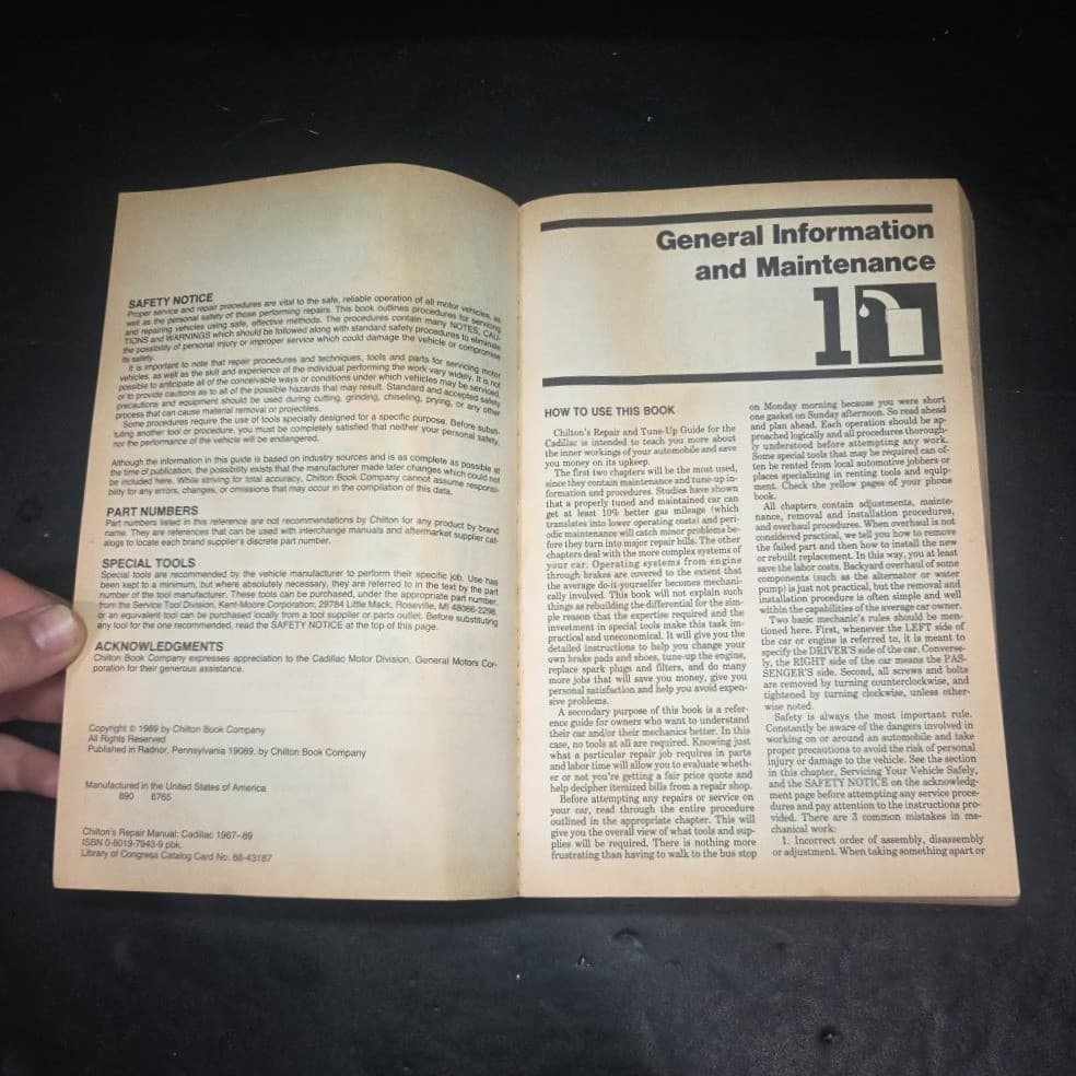 Chilton Cadillac Repair Manual 1967-1989 DeVille Eldorado Fleetwood 7462 - Thumbnail 4