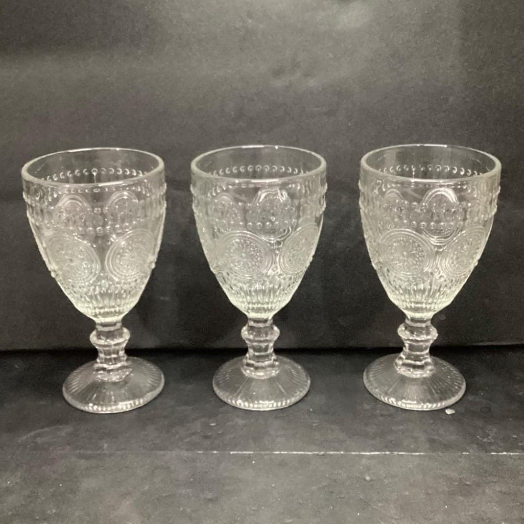 Target Bullseye Clear Wine Glasses, Set of 3, Vintage Inspired Goblets, Stemware - Thumbnail 6