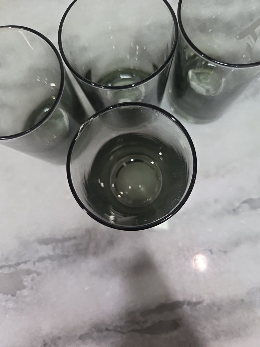 Smoky Grey Glass Juice Glasses, Small Glasses Set Of 4, Monogram "A" Glassware - Thumbnail 6