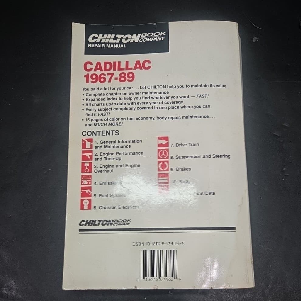 Chilton Cadillac Repair Manual 1967-1989 DeVille Eldorado Fleetwood 7462 - Thumbnail 7