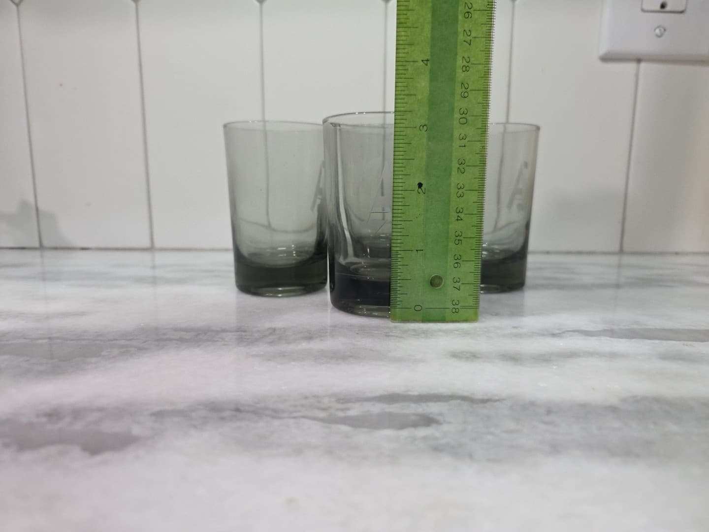 Smoky Grey Glass Juice Glasses, Small Glasses Set Of 4, Monogram "A" Glassware - Thumbnail 8