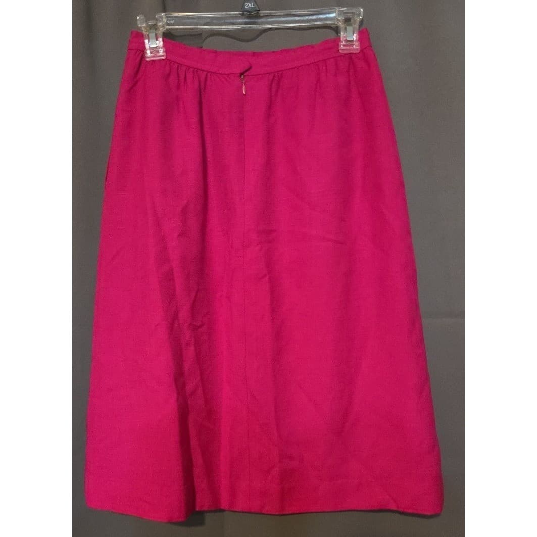 Evan-Picone Vintage Fuchsia Pink A-Line Midi Skirt, Woman's Size 8, Zip Up - Thumbnail 4