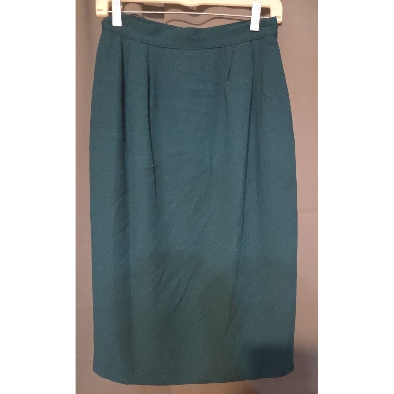 Dark Teal Vintage STyle High Waisted Pencil Skirt, Back Vent, Professional Midi - Thumbnail 4