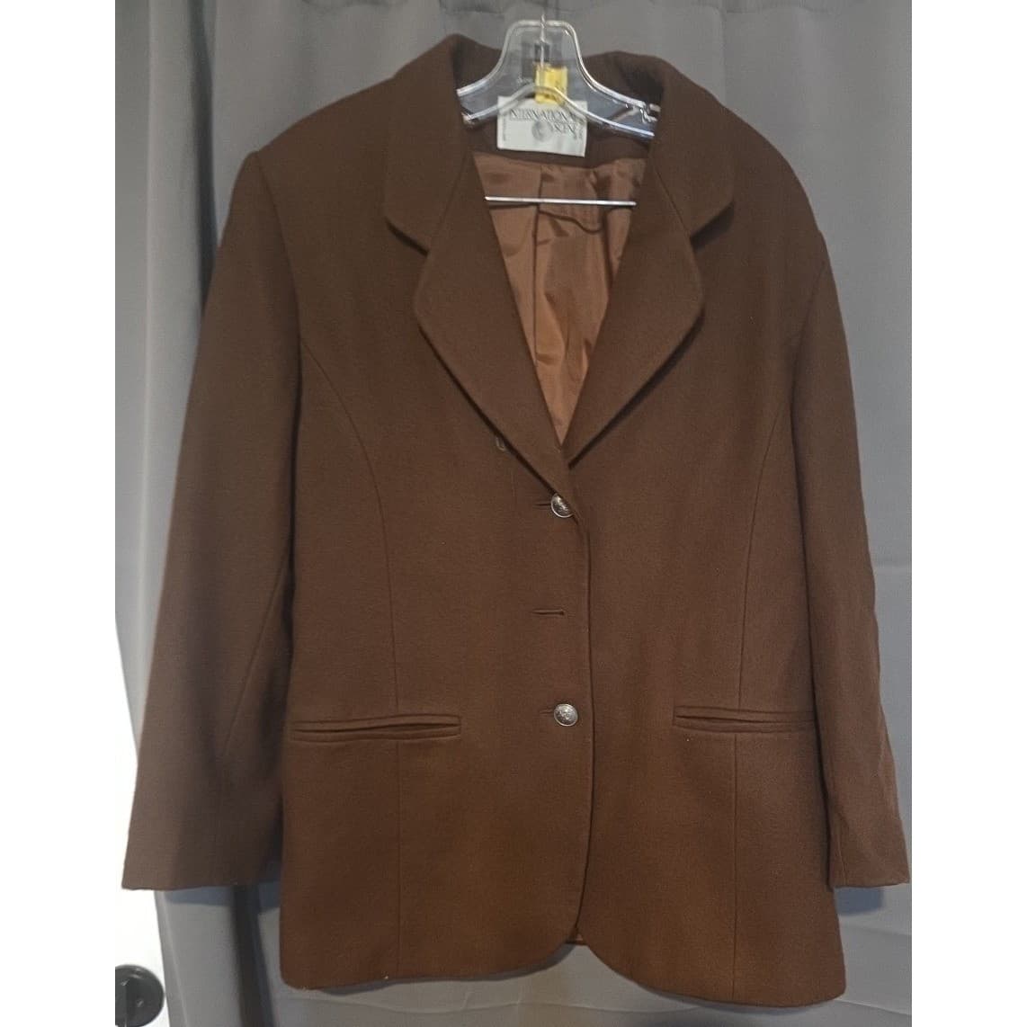 International Scene Vintage Brown 3-Button Blazer, Women's Jacket, RN 25585 - Thumbnail 3