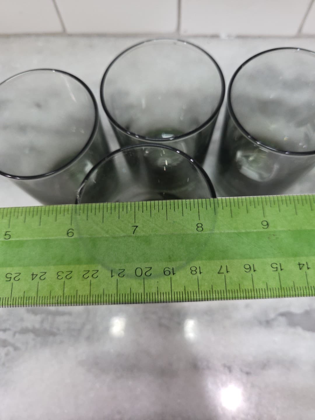 Smoky Grey Glass Juice Glasses, Small Glasses Set Of 4, Monogram "A" Glassware - Thumbnail 9