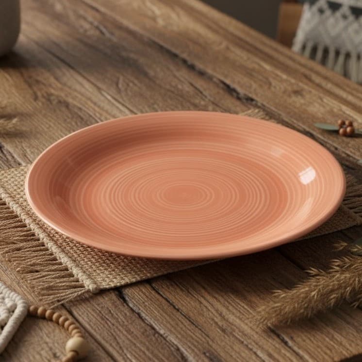 Citrus Grove Orange & Salmon Swirl Dinner Plate, Hand Painted Ceramic Tableware
