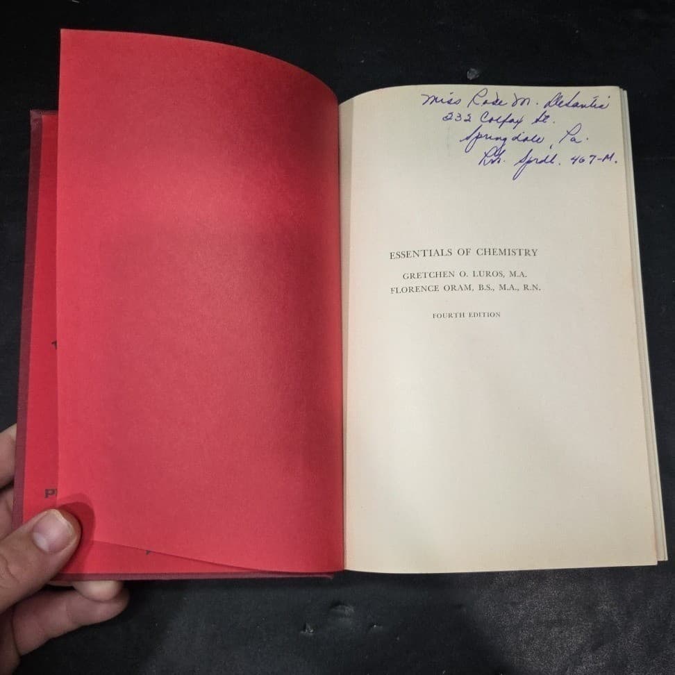 Essentials of Chemistry Luros Oram 1940 4th Ed Revised Hardcover Lippincott - Thumbnail 4