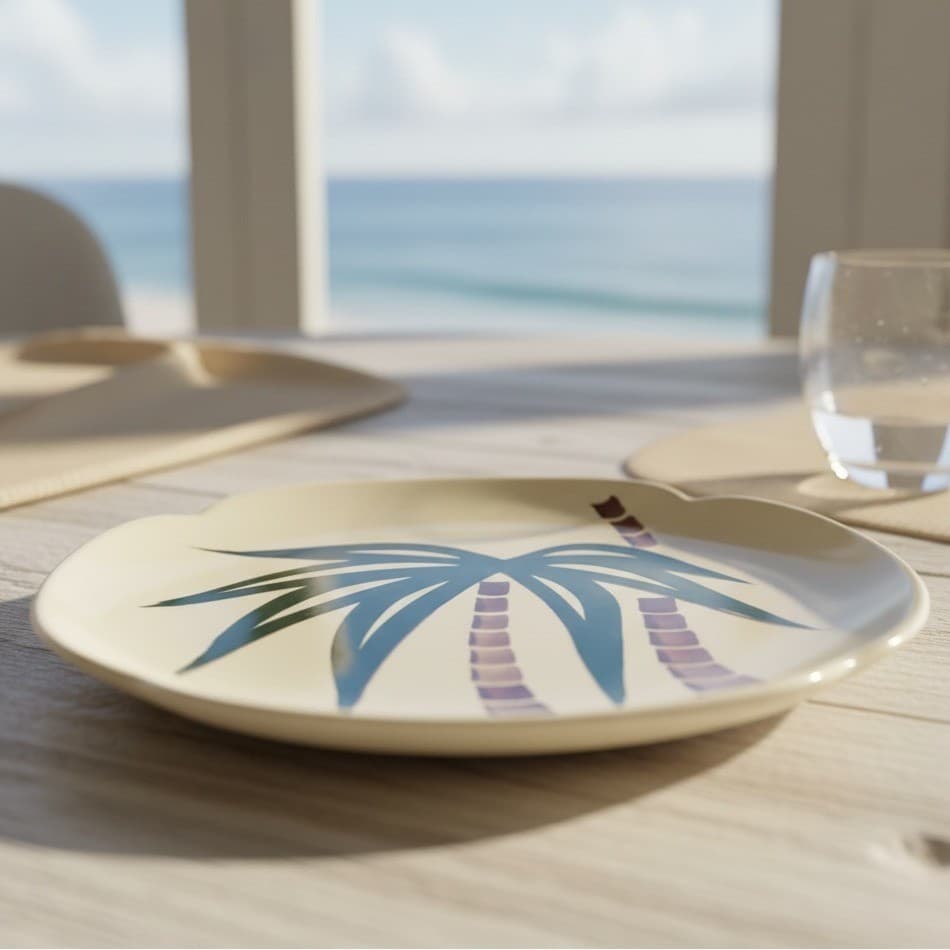 Continental Kilns "Tahiti" Square Salad Plate, Vintage USA Pottery, Dinnerware