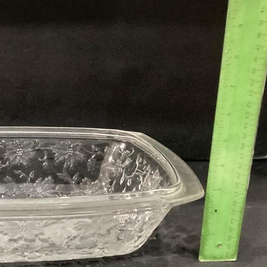 Princess House Fantasia Oval Baking Casserole, Vintage Frosted Bottom Glass Dish - Thumbnail 4