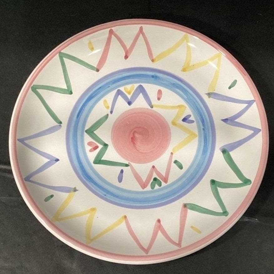 Caleca Hand-Painted Italian Pottery Chop Plate, Vintage Ceramic Serving Dish - Thumbnail 6