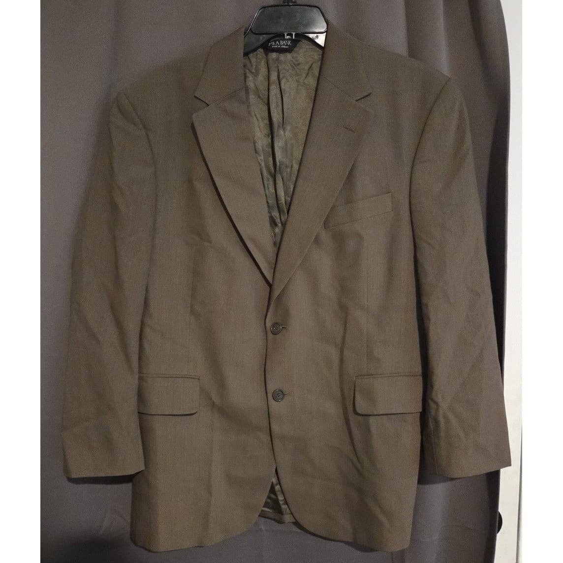 Jos. A. Bank Olive Brown Wool Blazer, Men's 42S Two Button Sport Coat - Thumbnail 3