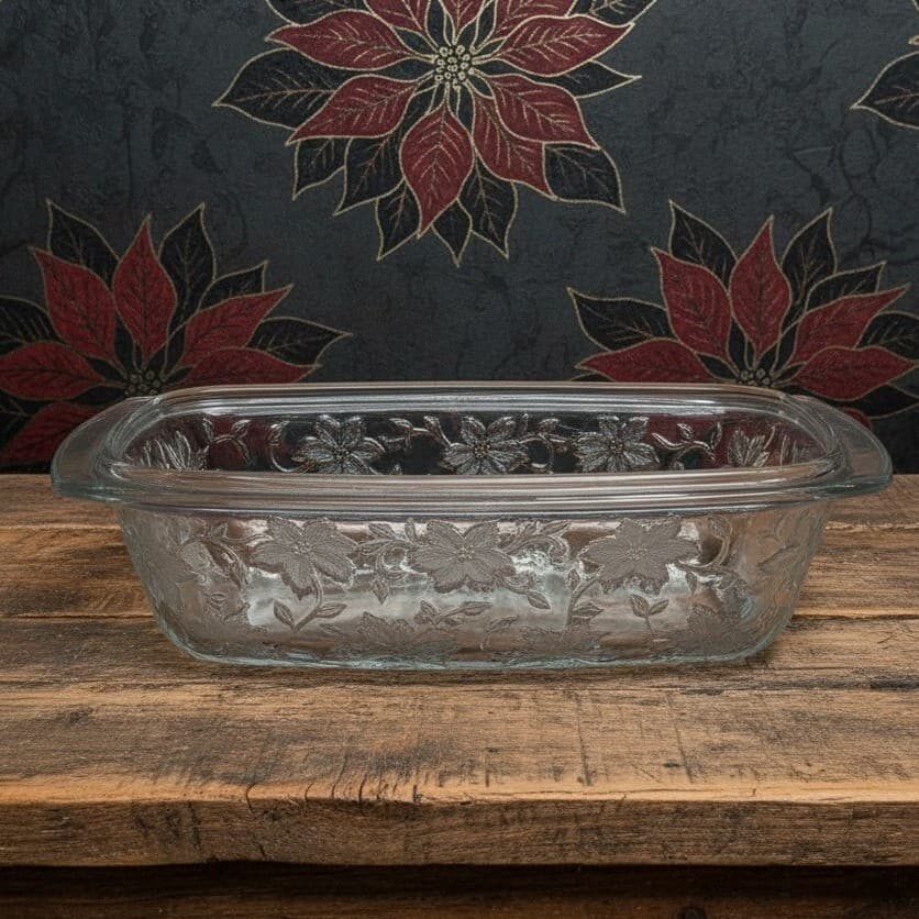 Princess House Fantasia Oval Baking Casserole, Vintage Frosted Bottom Glass Dish