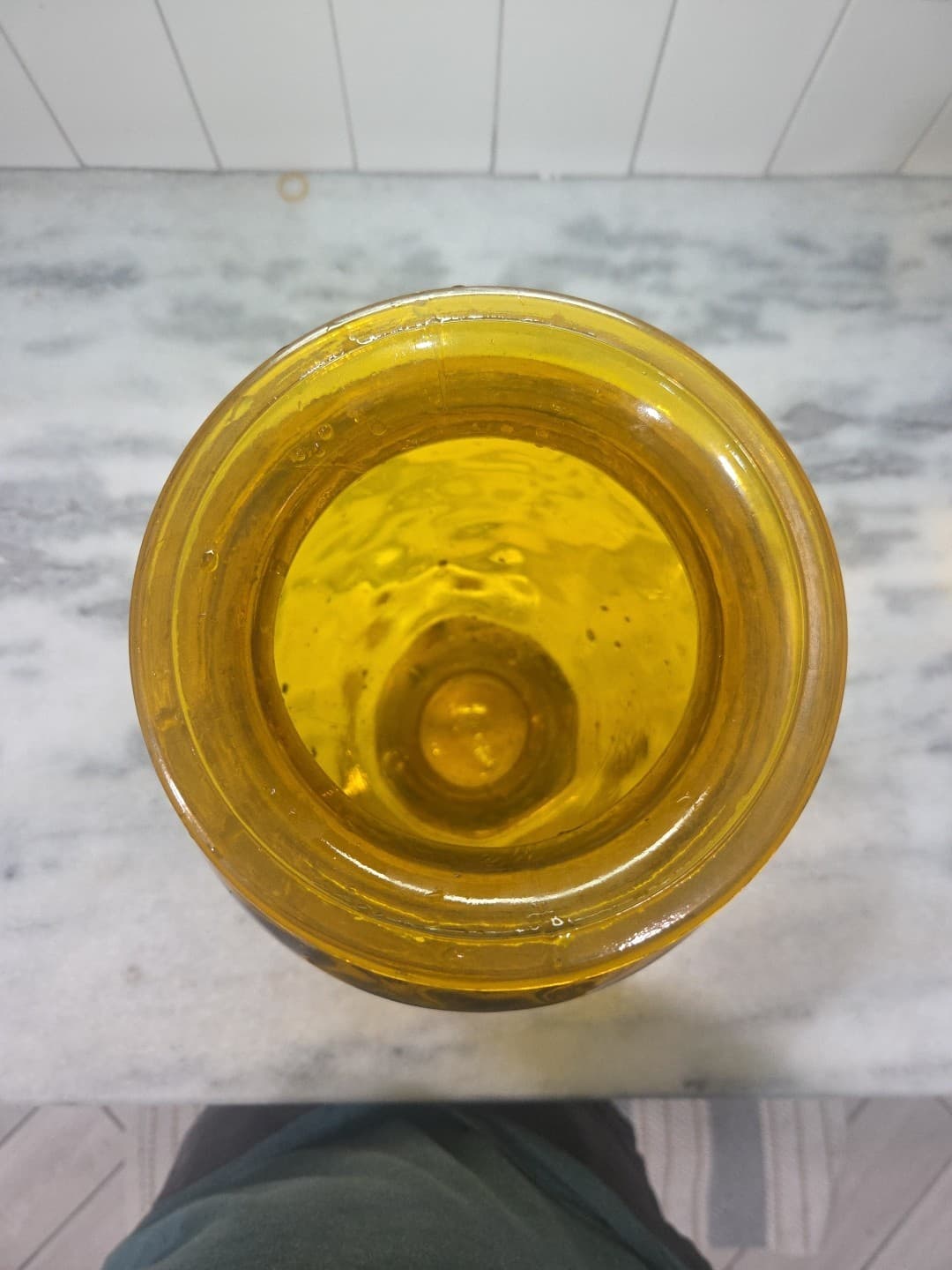 Vidrios San Miguel Style Amber Glass Vase, Handmade Yellow Floor Vase, 15" Tall - Thumbnail 6