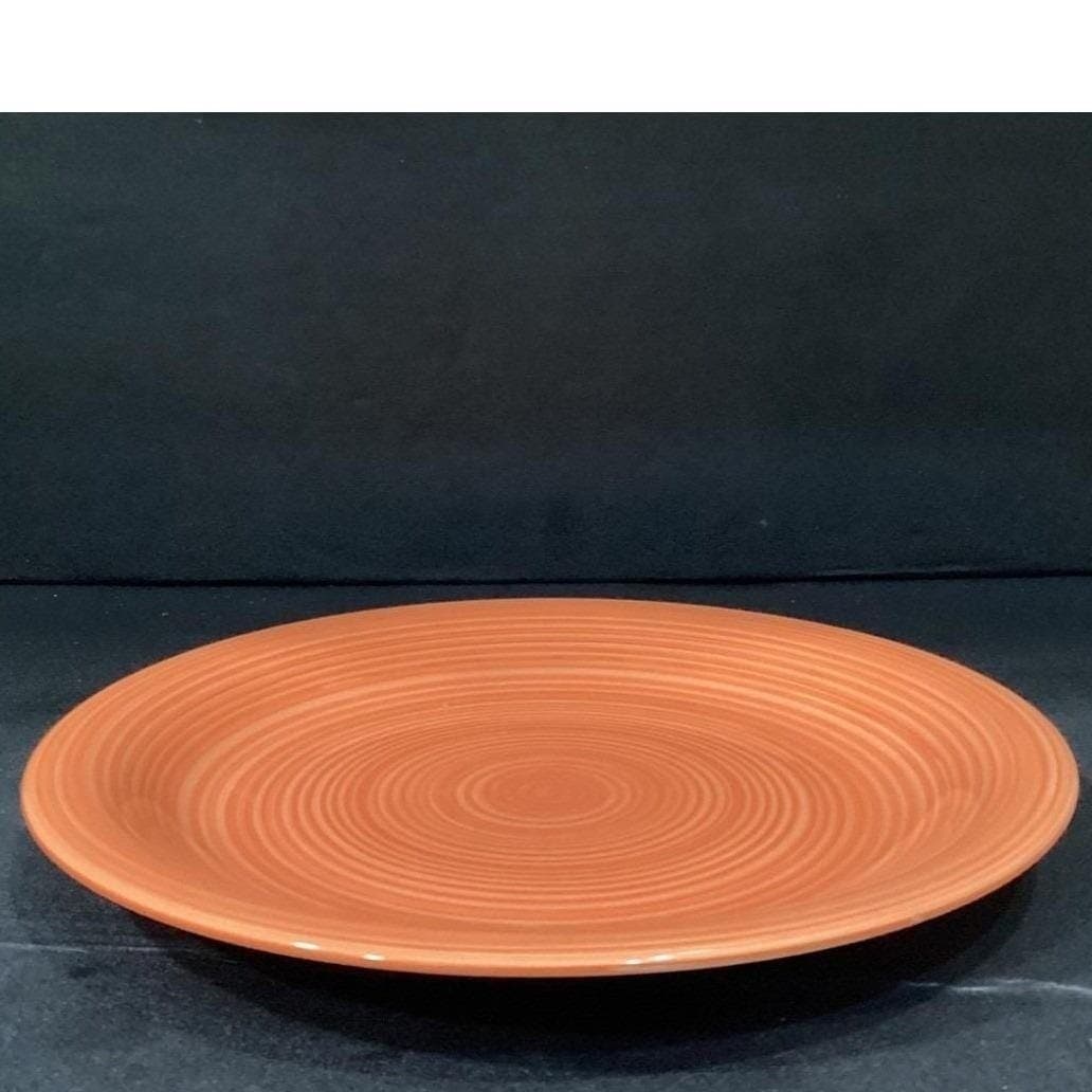 Citrus Grove Orange & Salmon Swirl Dinner Plate, Hand Painted Ceramic Tableware - Thumbnail 8