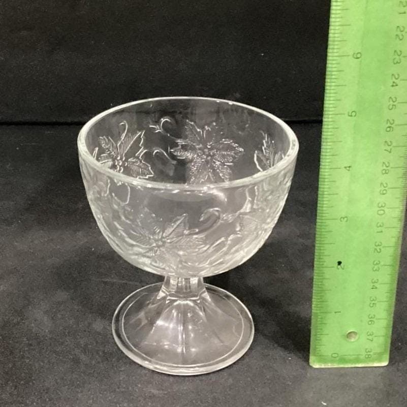 Princess House Fantasia Footed Sherbet Cups, Set of 4, Clear Floral Dessert Bowl - Thumbnail 2