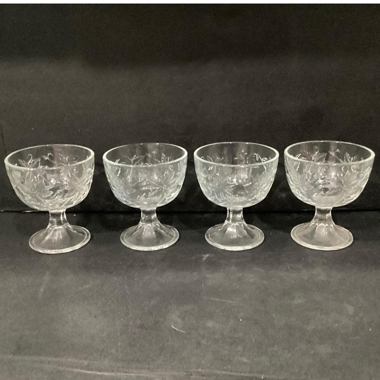 Princess House Fantasia Footed Sherbet Cups, Set of 4, Clear Floral Dessert Bowl - Thumbnail 7