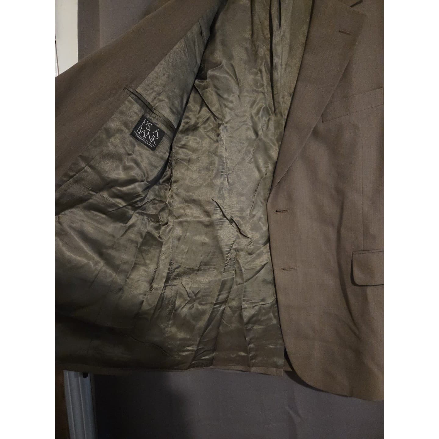 Jos. A. Bank Olive Brown Wool Blazer, Men's 42S Two Button Sport Coat - Thumbnail 8