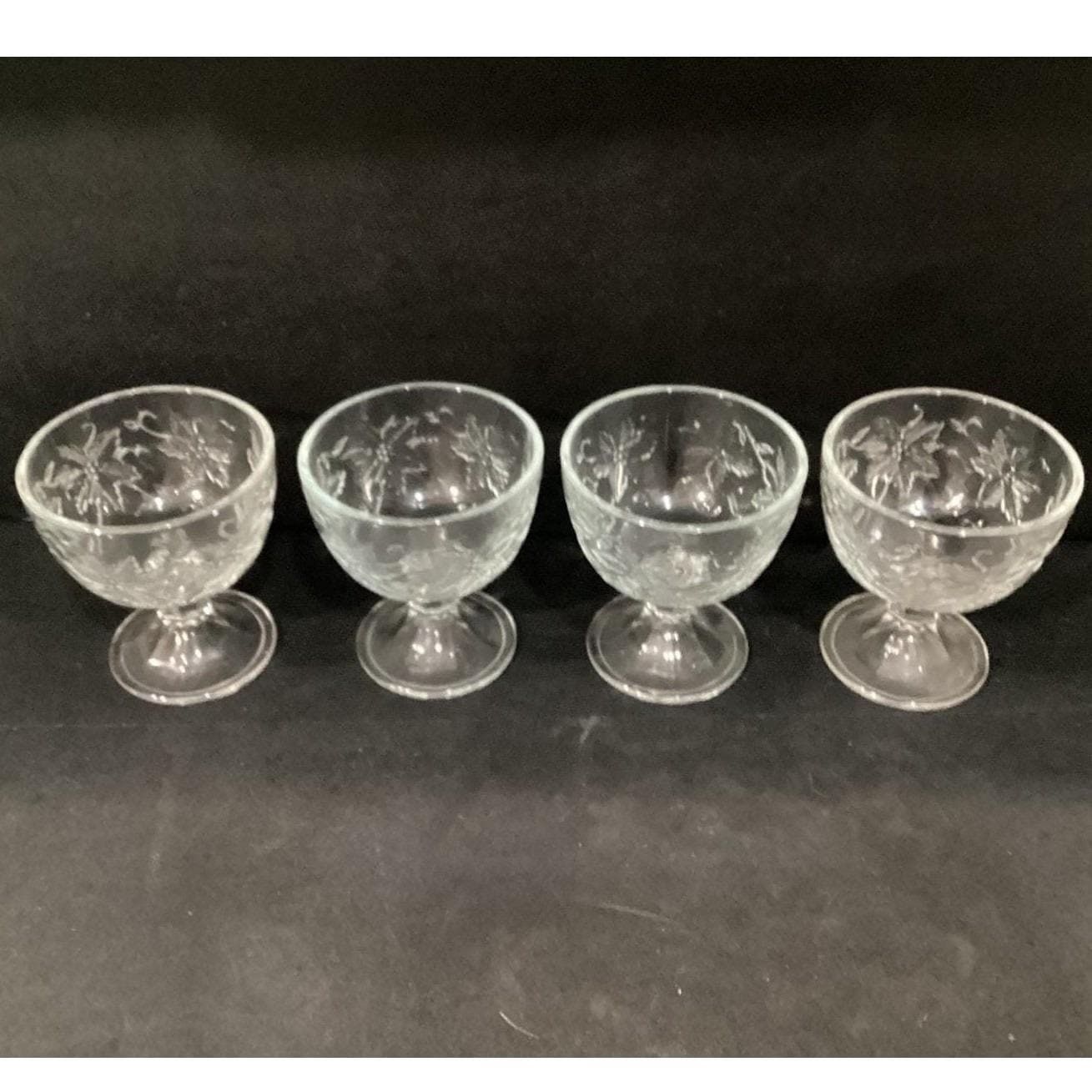 Princess House Fantasia Footed Sherbet Cups, Set of 4, Clear Floral Dessert Bowl - Thumbnail 6