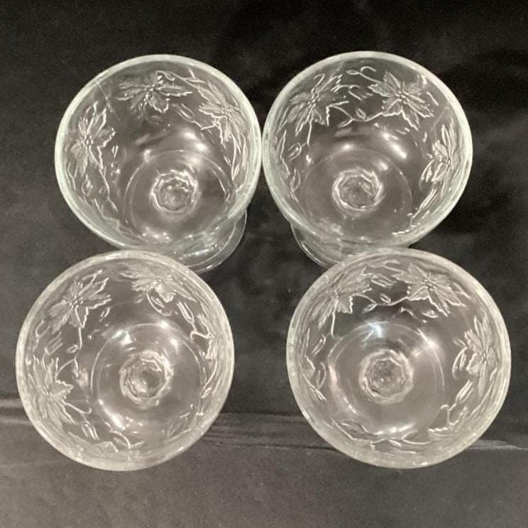 Princess House Fantasia Footed Sherbet Cups, Set of 4, Clear Floral Dessert Bowl - Thumbnail 5