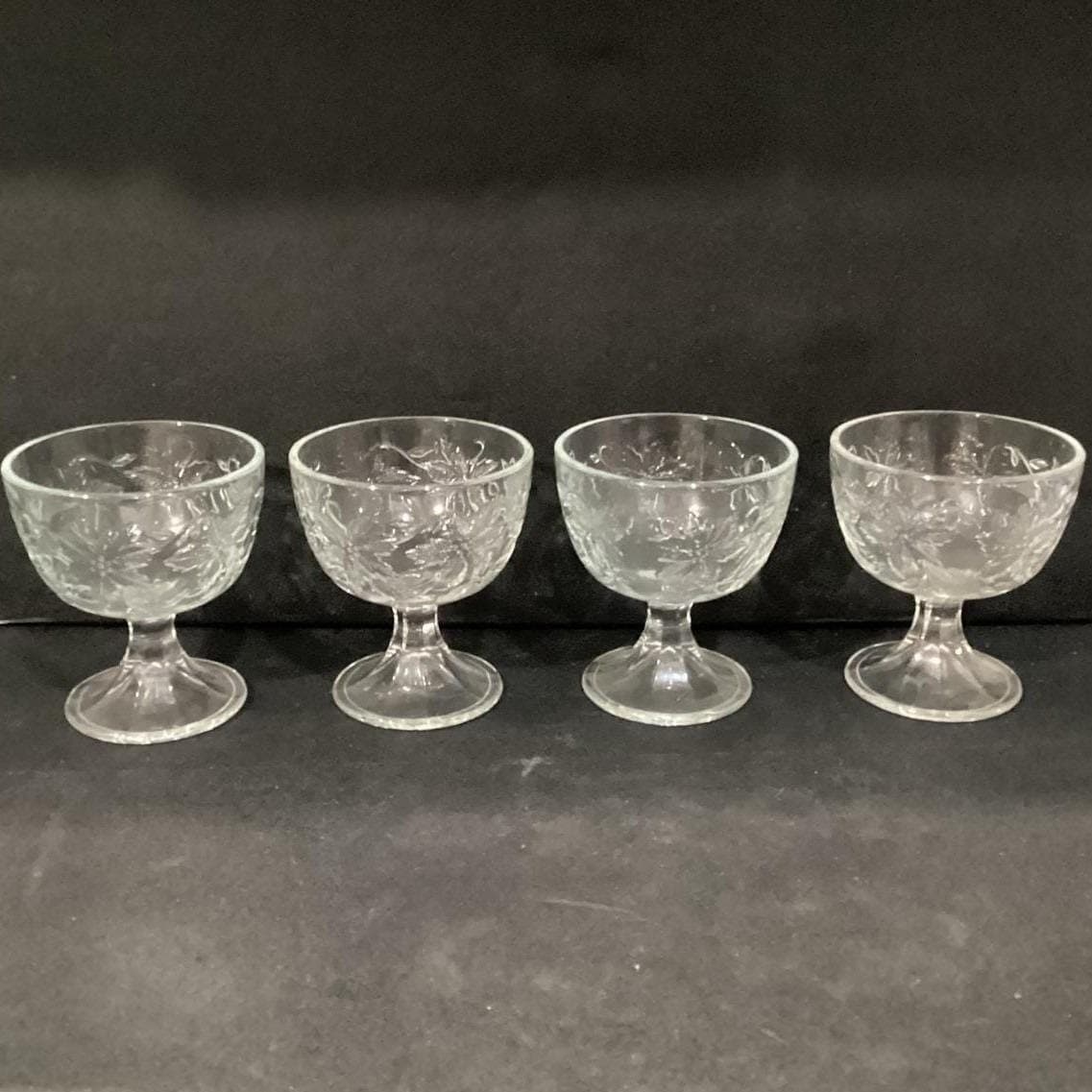 Princess House Fantasia Footed Sherbet Cups, Set of 4, Clear Floral Dessert Bowl - Thumbnail 9