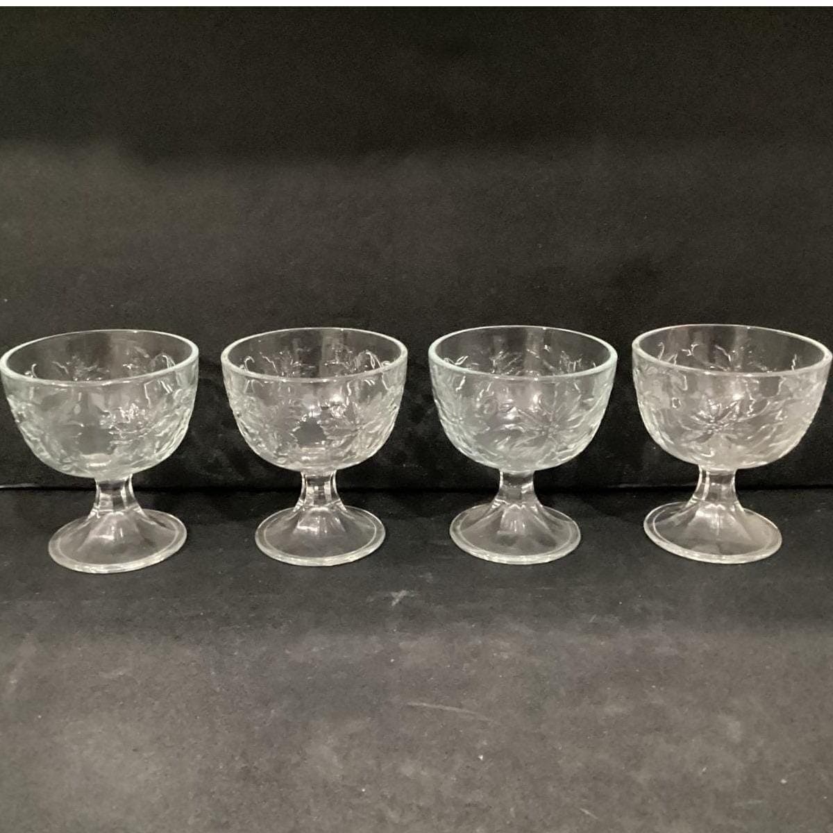 Princess House Fantasia Footed Sherbet Cups, Set of 4, Clear Floral Dessert Bowl - Thumbnail 8