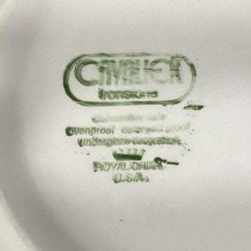 Cavalier Dinner Plate Vintage Green Brown Flower Scrace - Thumbnail 3
